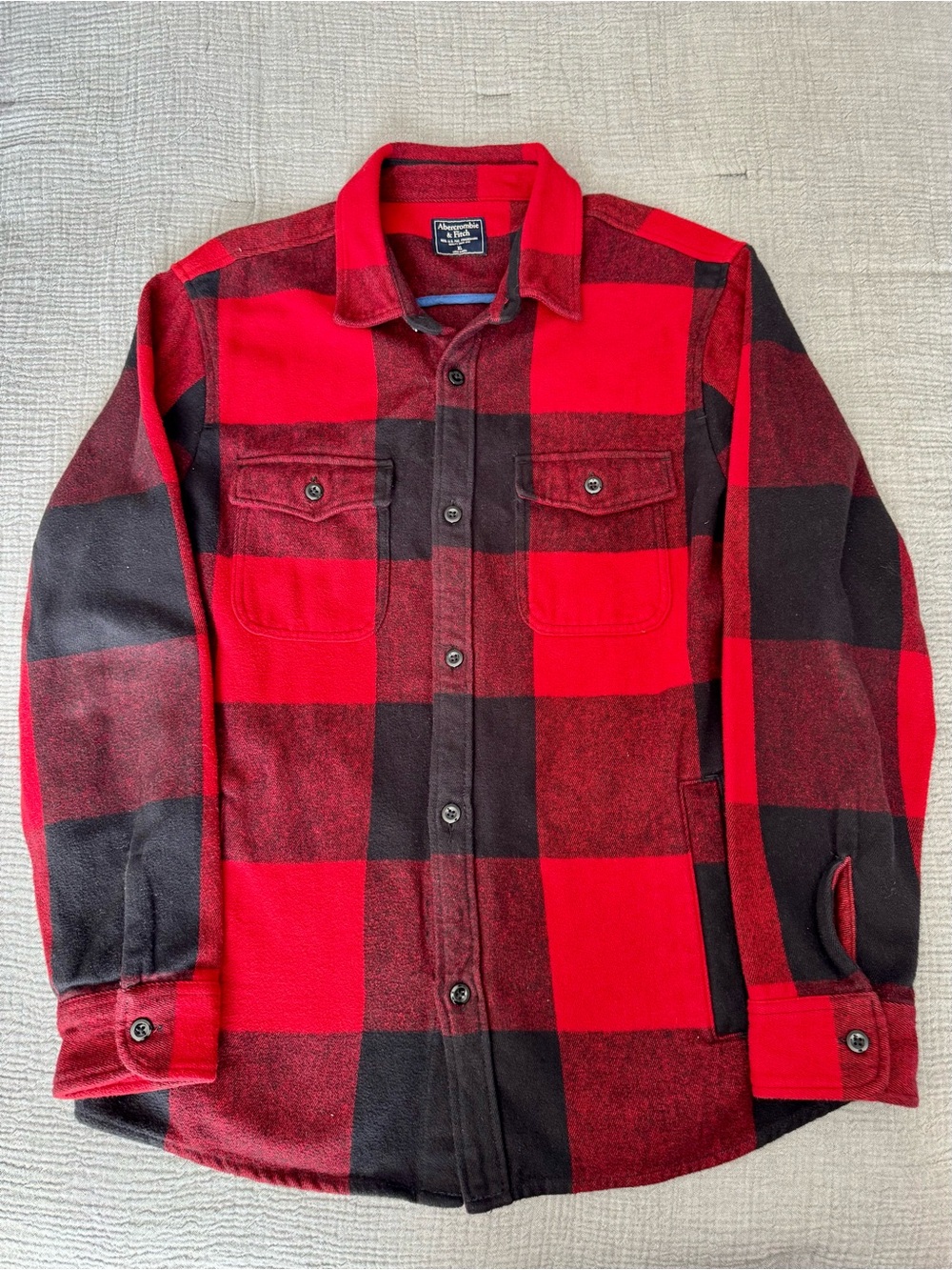 Abercrombie & Fitch Red and Black Buffalo Plaid Shirt Jacket